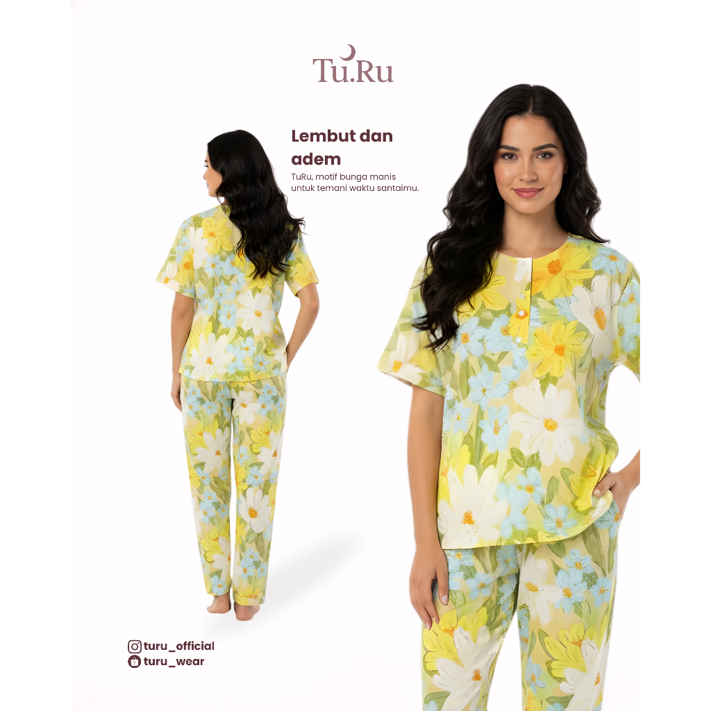 Tu.Ru – Piyama Set Wanita “Sunflower” | Baju Tidur Premium Lembut & Nyaman