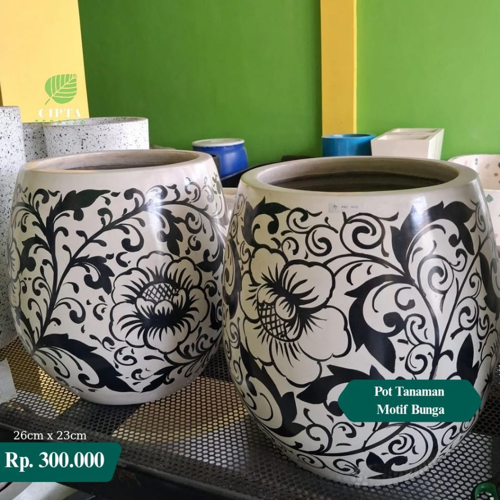 Pot Tanaman Motif Bunga Kecil | Handmade | Terrazo | teraso