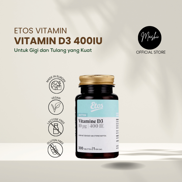 Etos Vitamin D3 | Vitamin D3 untuk Remaja & Dewasa | Vitamin D3 400IU | 100% Original Belanda