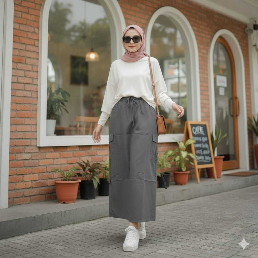 Rok Chinos Panjang Span by KHN Rok Span Rok Cargo Wanita