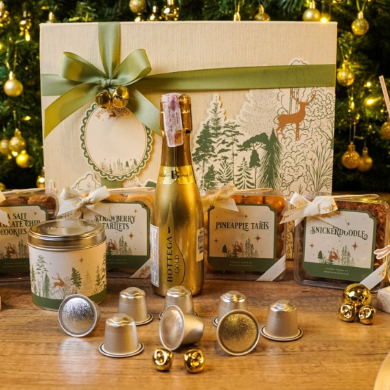 J) Hampers Bottega Wine/Nastar/3 Cookies/Coffee/Tea/Reed Diffuser/Handsoap - Hampers Christmas/Hampe