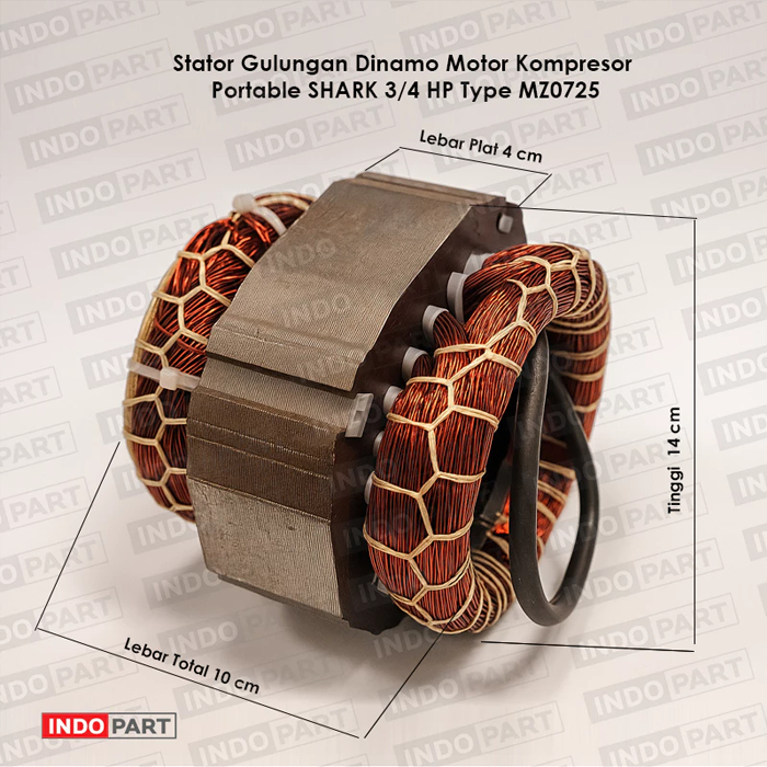 Stator Gulungan Dinamo Motor Kompresor Portable SHARK 3/4 HP Type MZ0725 | Kawat Tembaga Asli Awet &