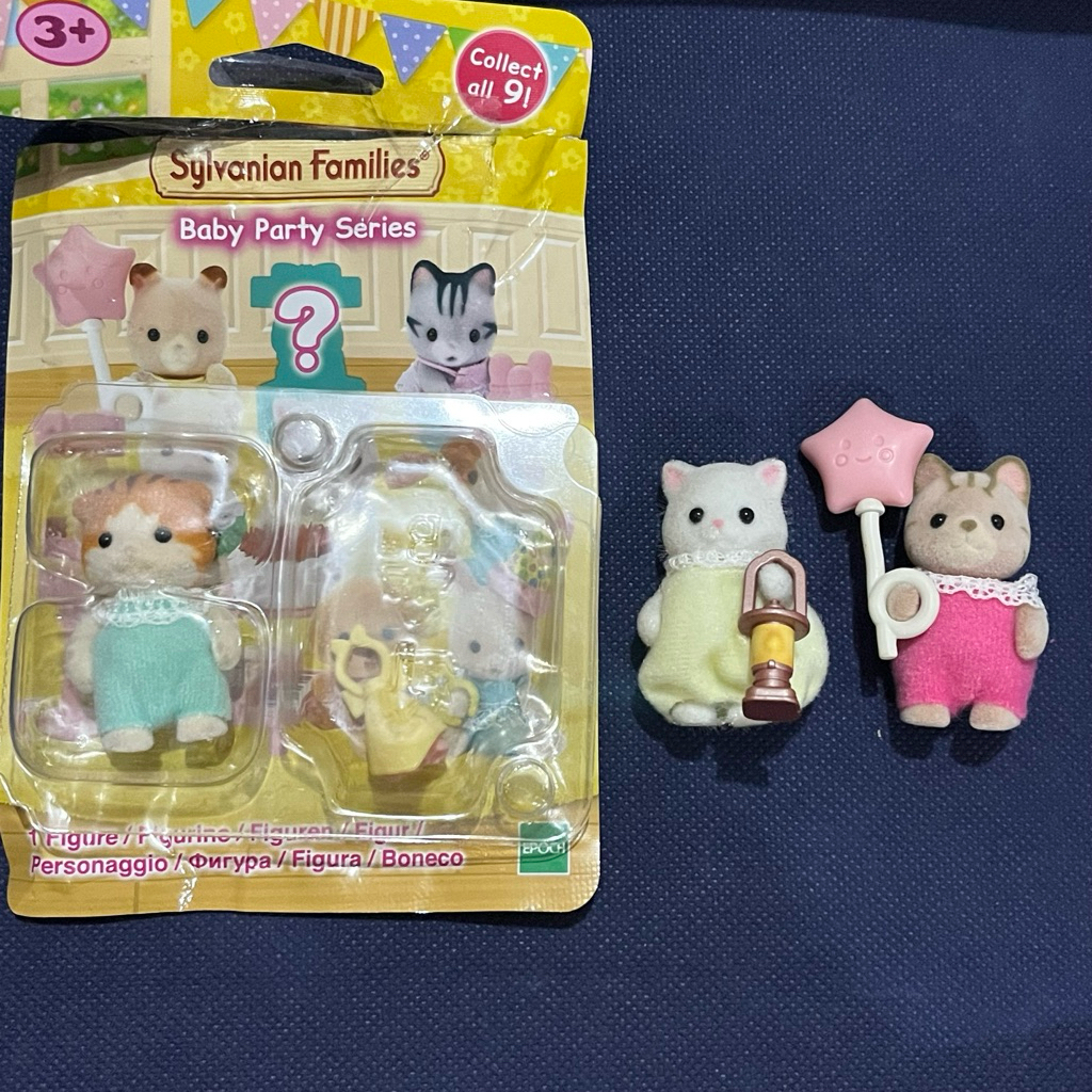 sylvanian families baby party series maple flower stripped cat pink balloon persian lamp