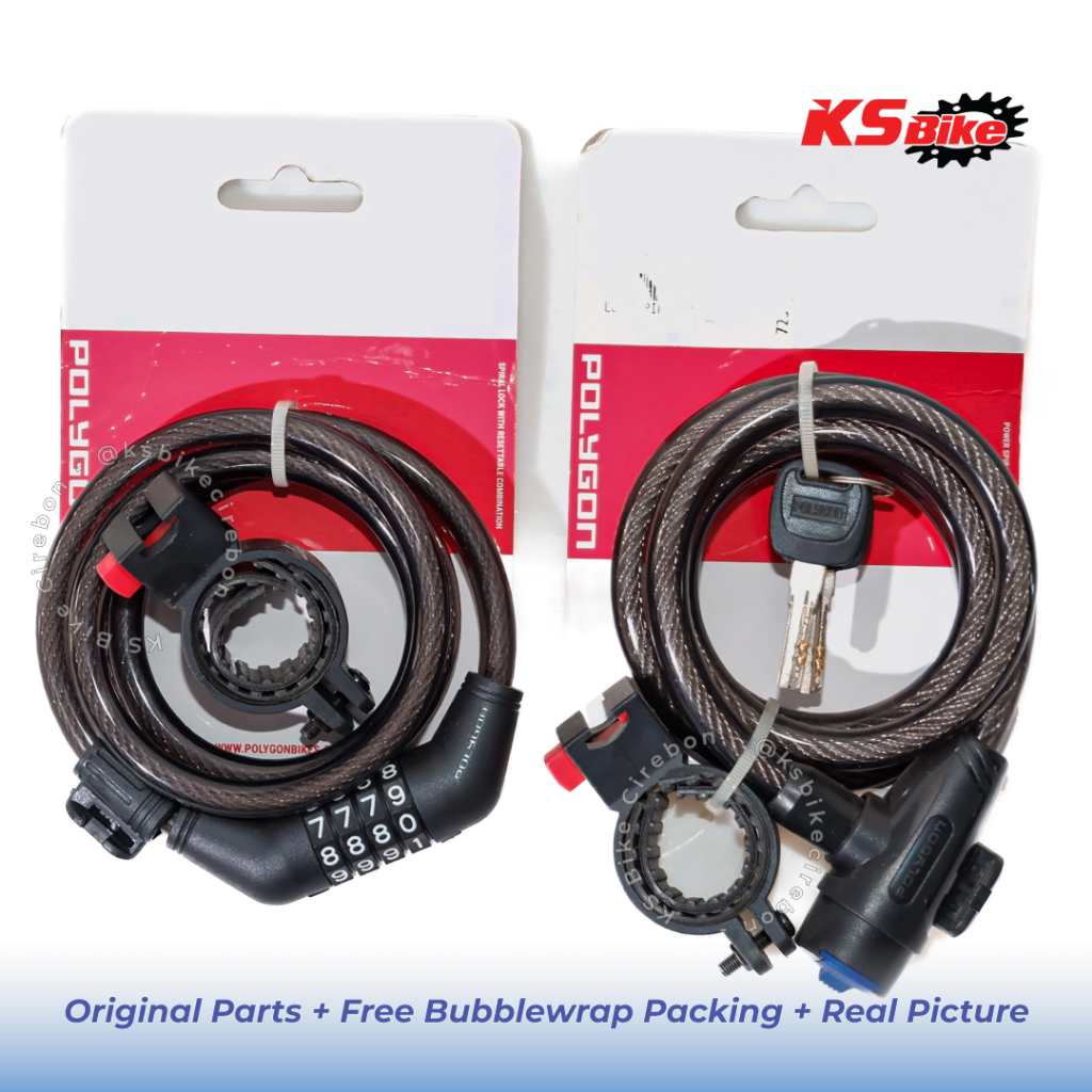 Kunci Gembok Sepeda Polygon Spiral Power Lock 120cm Pin Numerik Combination Cable Lock Dengan Bracke