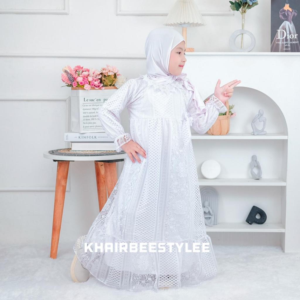 Baju gamis anak terbaru dan kekinian salma kids set hijab usia 1-10 tahun bahan burkat malika gaun d