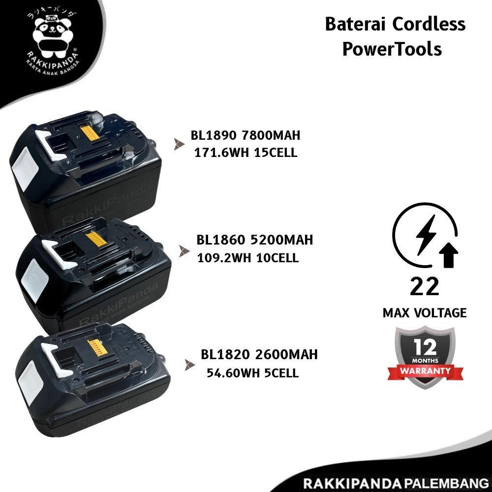 Rakkipanda Bor cordless Makita Lithium Tools 22V Baterai