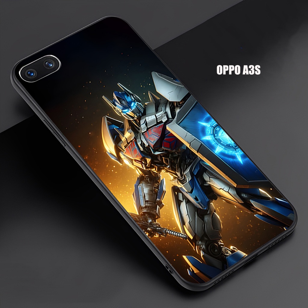 (FC47) Softcase Kaca Glossy For OPPO A3S - Motif Transformer - Casing Anti Pecah Anti Gores dan Koto