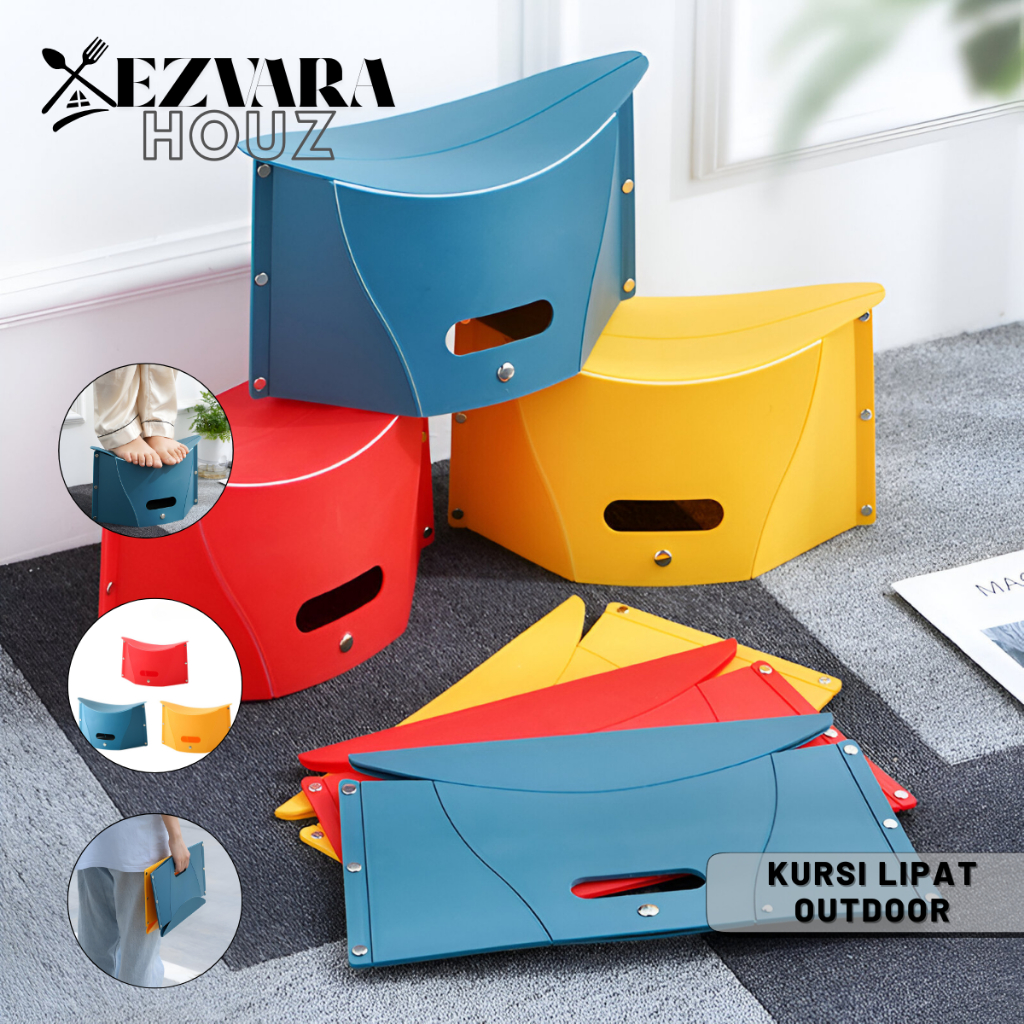 EH - Bangku Lipat Anak Minimalis Portable Plastik Tebal Kursi Kecil Ringan Serbaguna untuk Camping &
