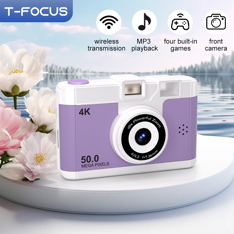 T-FOUCS Kamera Anak 50MP Zoom 16x  Kamera Video Musik Game Dilengkapi Kartu SD 32GB Hadiah Natal & U