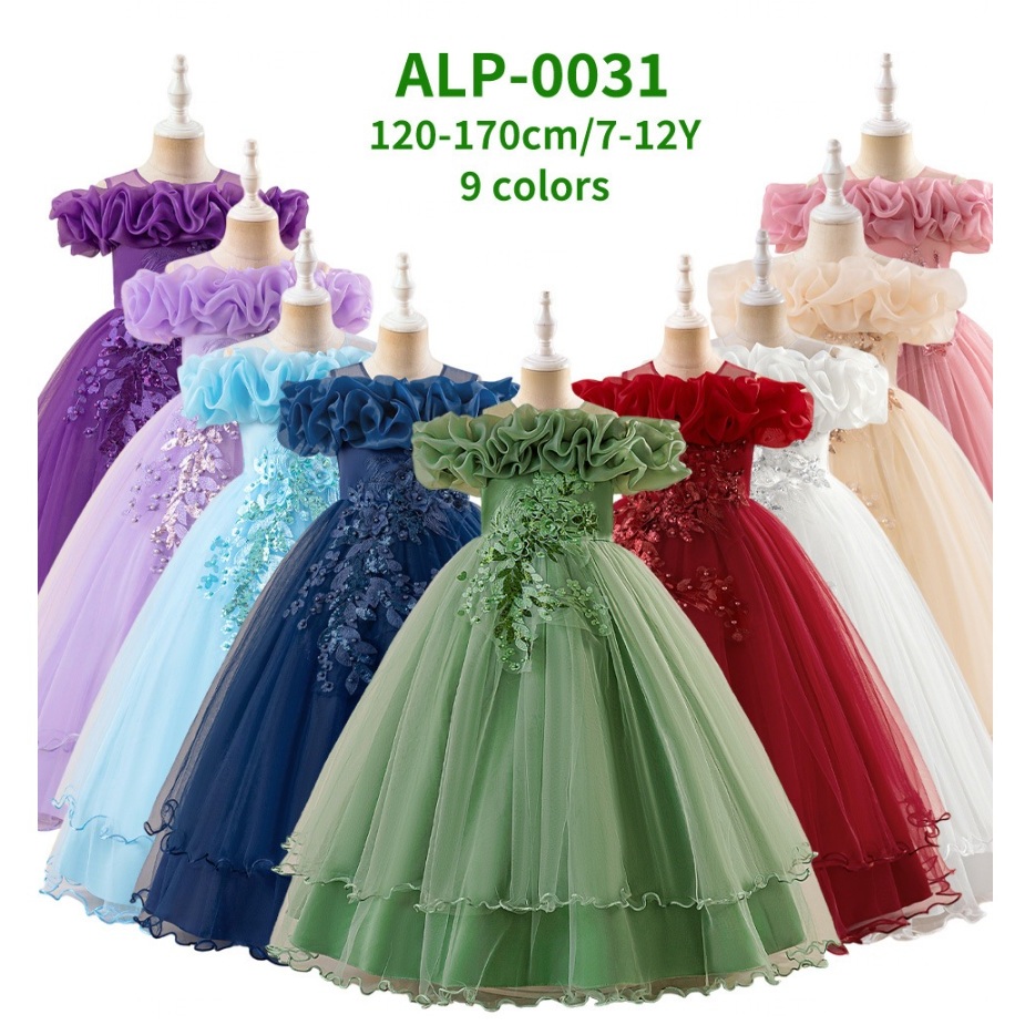 ALP 0031 A Dress Premium GEORGINA 3-12 Thn - Gaun Long Pesta Anak Perempuan Princess GAUN NATAL PREM