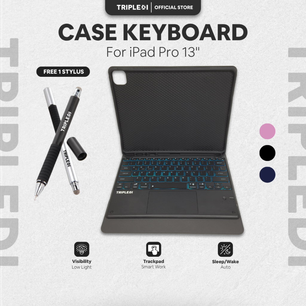 TRIPLEDI Case Keyboard For iPad Pro 13 Inch M4 2024 M5 2025 TD0801 Cover Flip Folio Detachable Touch