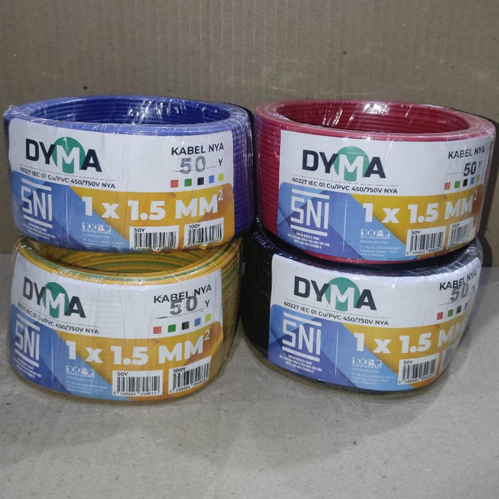 Fourclub_ Per Roll Kabel Listrik Nya Dyma 1X1,5 Mm Kabel Listrik Tembaga 50Y Sni