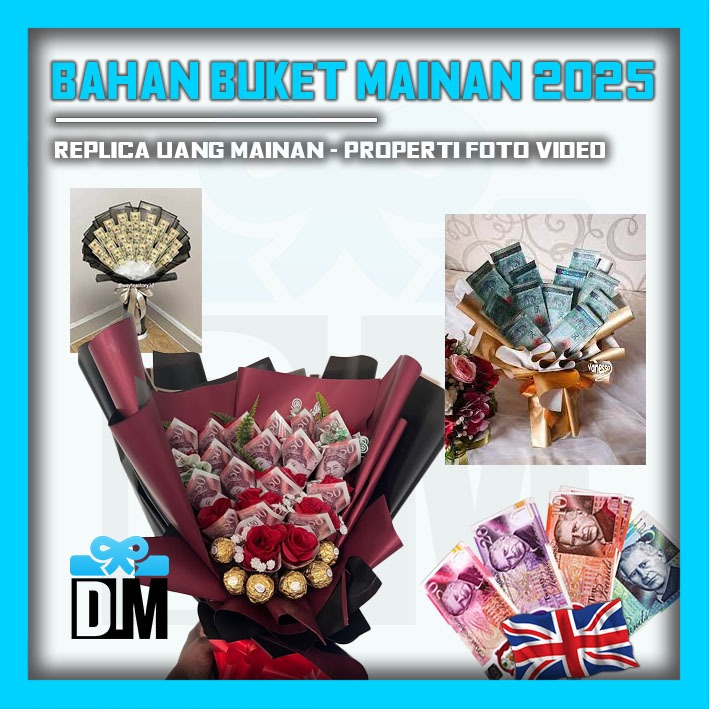 Replika uang mainan inggris pundsterling / pounds mainan dollar inggris / untuk bahan buket bouquete
