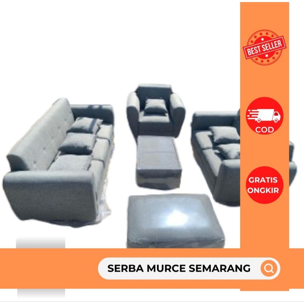 Sofa Bergaransi Resmi Sofa Retro model 3,2,1 dan POK Free 6 bantal + kaca meja