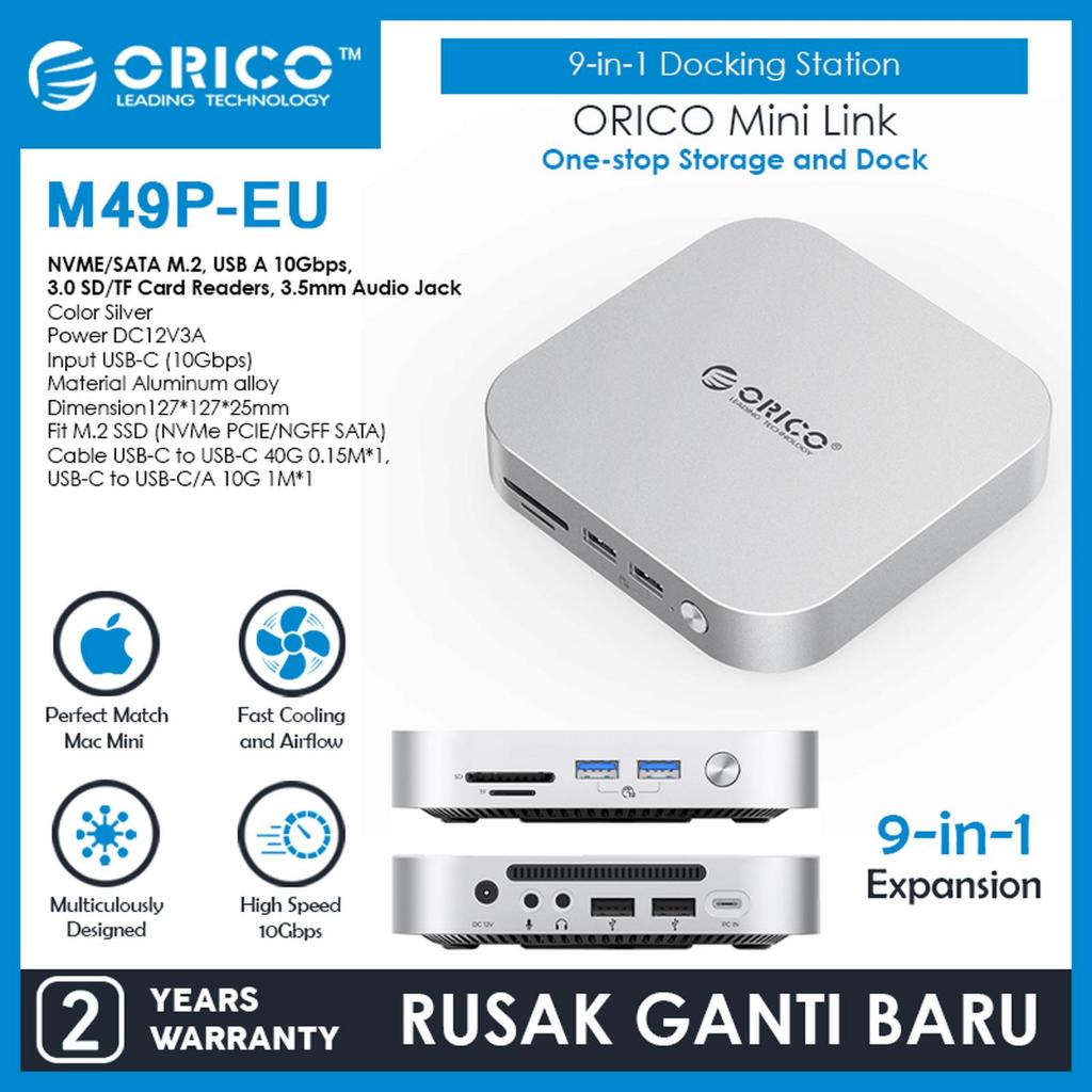 ORICO MiniLink 7/9-in-1 Dock with M.2 SSD Enclosure for Mac mini 2024 - M49P / M47P