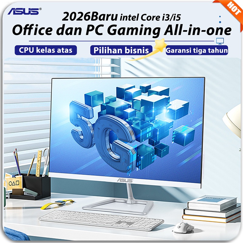 ASUS Komputer Full Set PC All-in-One Baru Prosesor Core i5/i7 RAM 8G/16G SSD 256/512G/1T 19/22/24 In