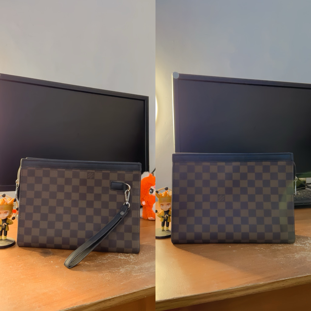 Dompet LV Clutch Kulit Premium Warna Coklat hand bag