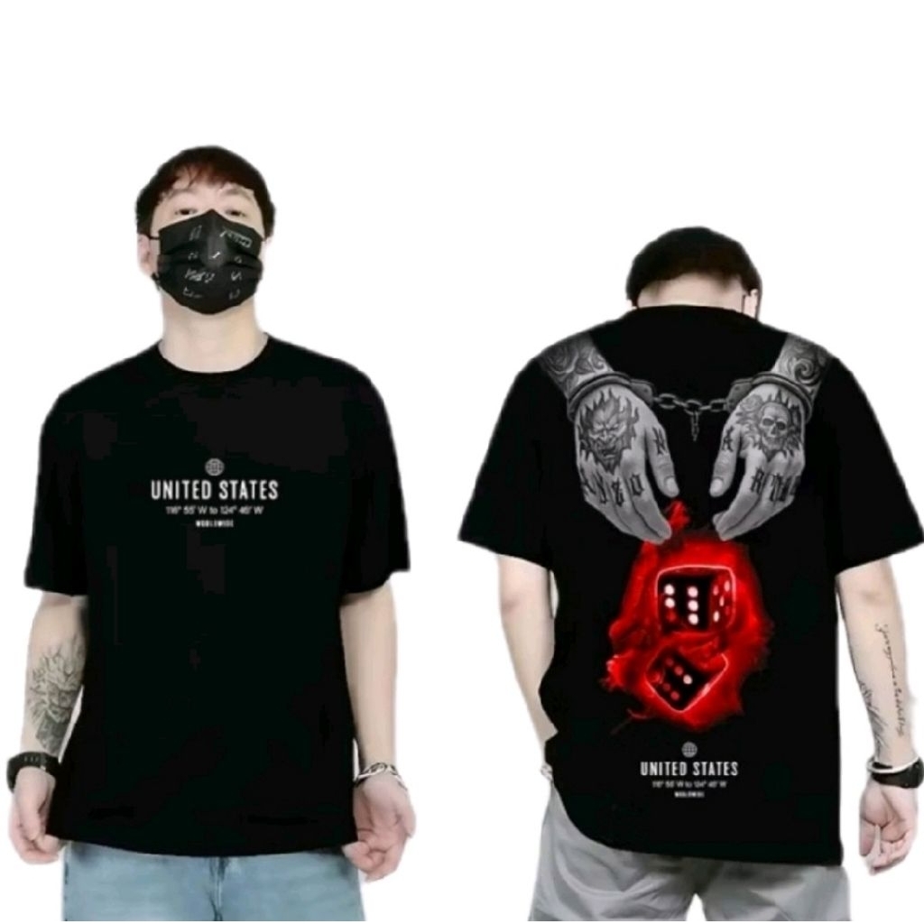 Baju Kaos Pria Distro Atasan Oblong Lengan Pendek Dewasa Keren Kekinian Tangan Tato