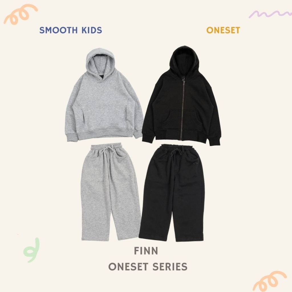 SMOOTHKIDS Oversized Finn Hoodie One Set Series T-shirt & Pants 1 - 12 Tahun