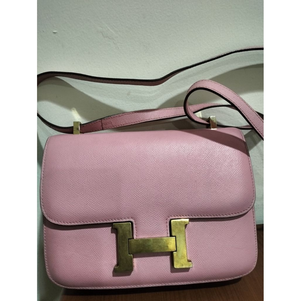 Preloved Tas Mewah Sling Bag kulit asli warna Pink