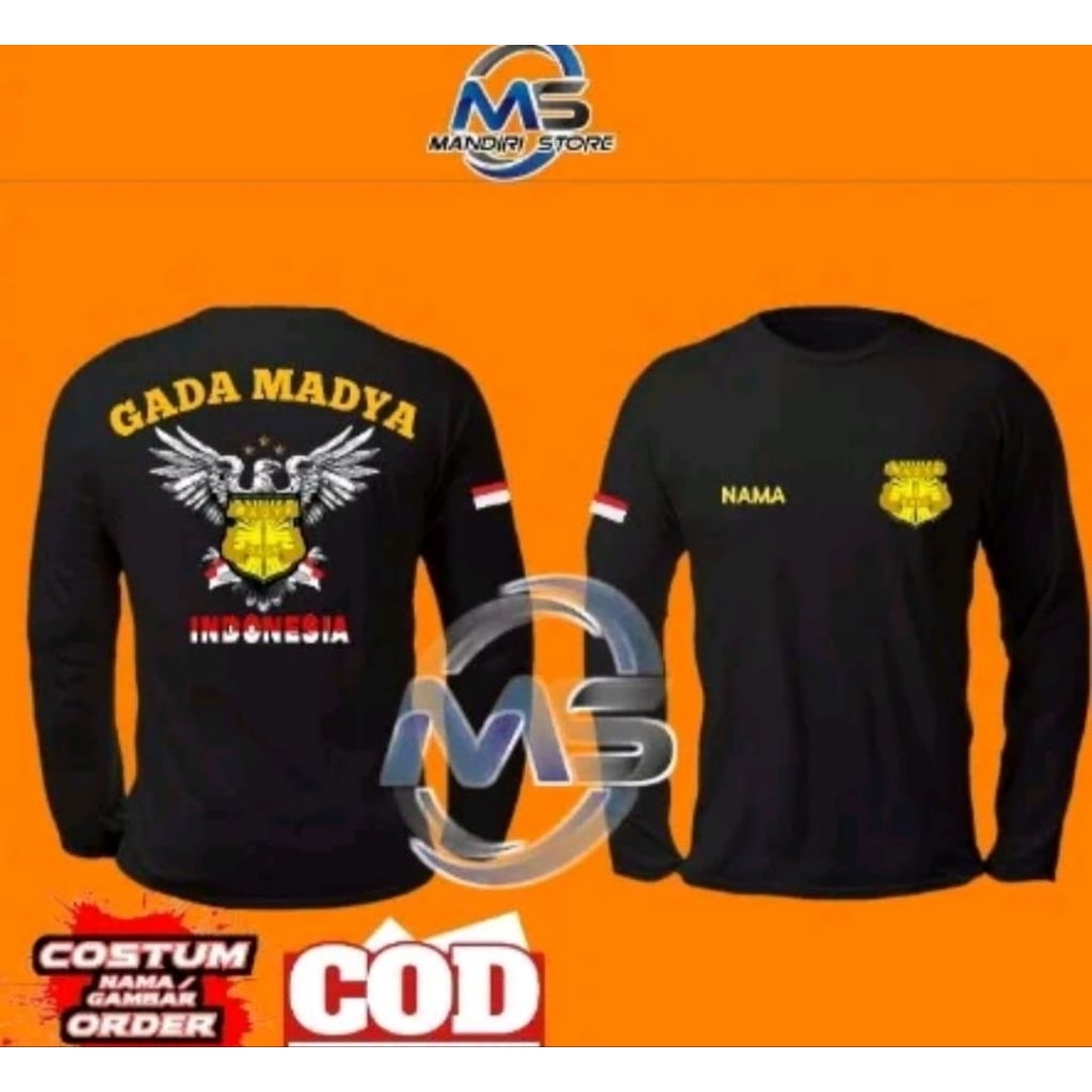 Kaos Lengan Panjang Gada Madya Desain Garuda Gratis Nama Dada