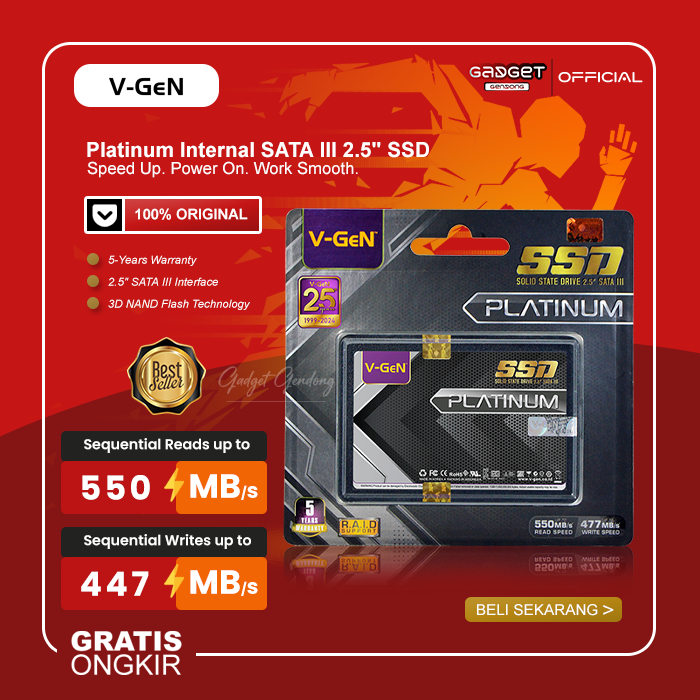 V-GeN 1TB 512GB 256GB 128GB SSD Platinum SATA III – 2.5" Internal SSD for Laptop & Desktop