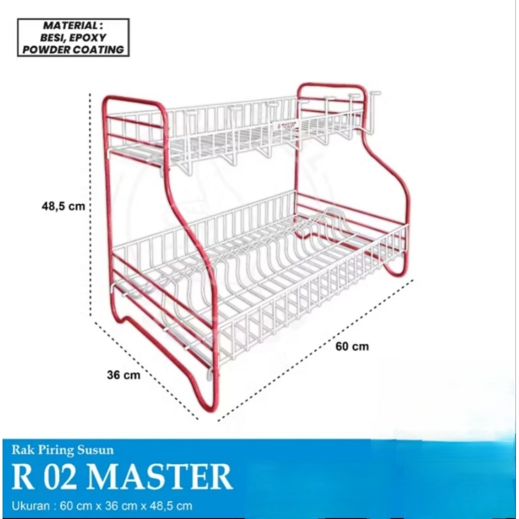 Rak Piring Master 2susun/Rak Piring kaki Besi/Rak piring RO2