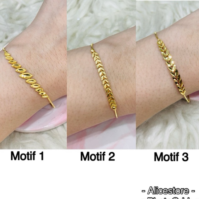 gelang serut daun terbaru simple elegant emas asli kadar 875