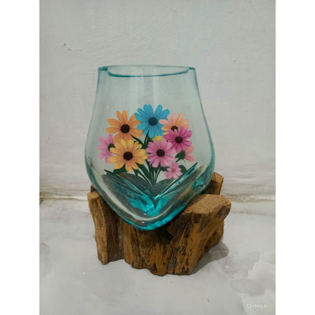 aquarium, unik, alas, kayu/vas,bunga/root,glass,cocok,buat,ikan,hias/cupang/gupy,dll