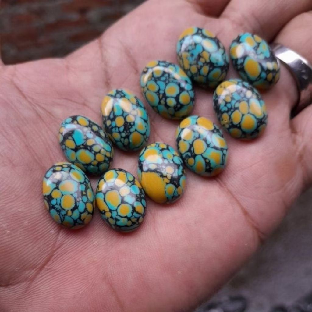 Batu Akik Pirus Tibet Ceplok Kuro 18x13 mm Terbaik