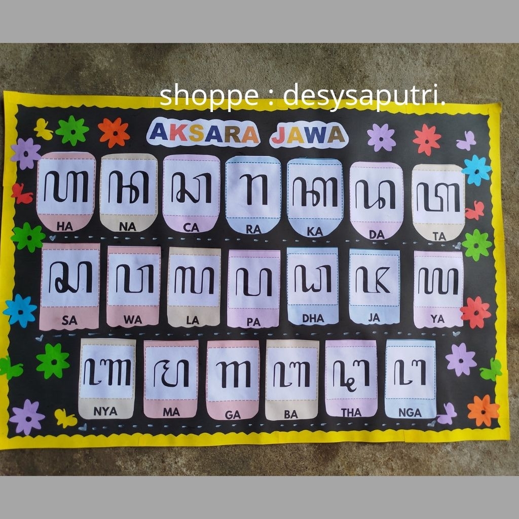 hiasan dinding kelas aksara jawa handmade