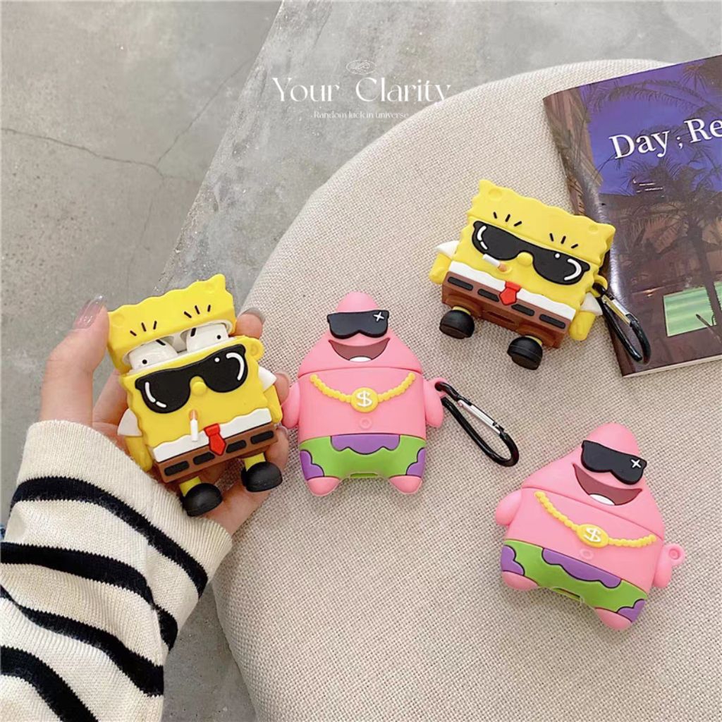 Airpods Case - Casing Pelindung Silikon Airpods Pro 1 Pro 2 *Cool Spongebob Squarepants Patrick Star