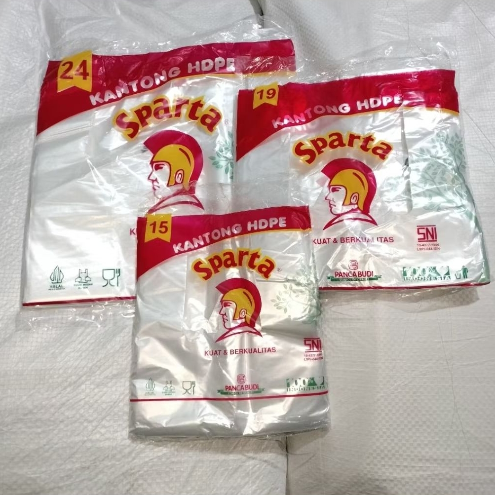 [PSH] Kantong Plastik Kresek HDPE Bening Merk Sparta Uk 15, 19, 24 isi 200 gr