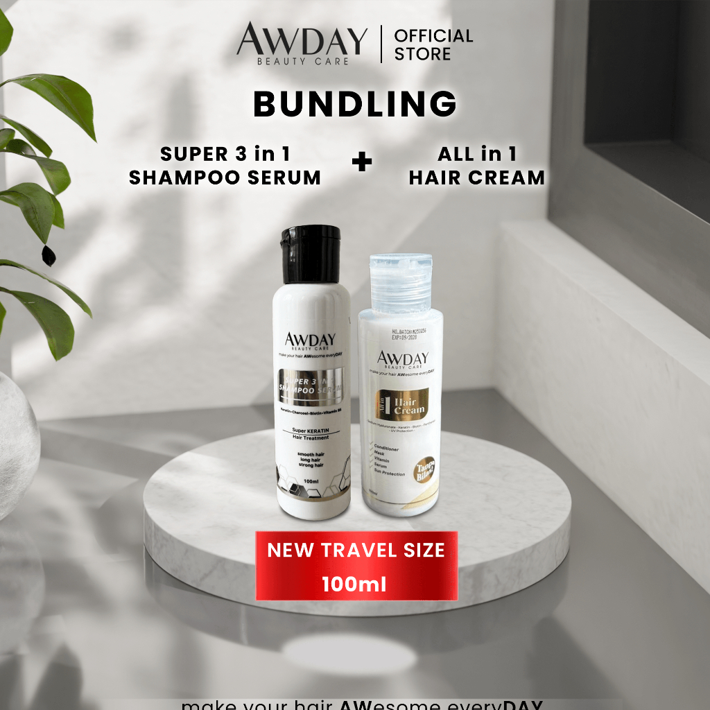 PAKET SUPER HEMAT AWDAY TRAVELSIZE KERATIN SHAMPOO & HAIRCREAM CONDITIONER BPOM