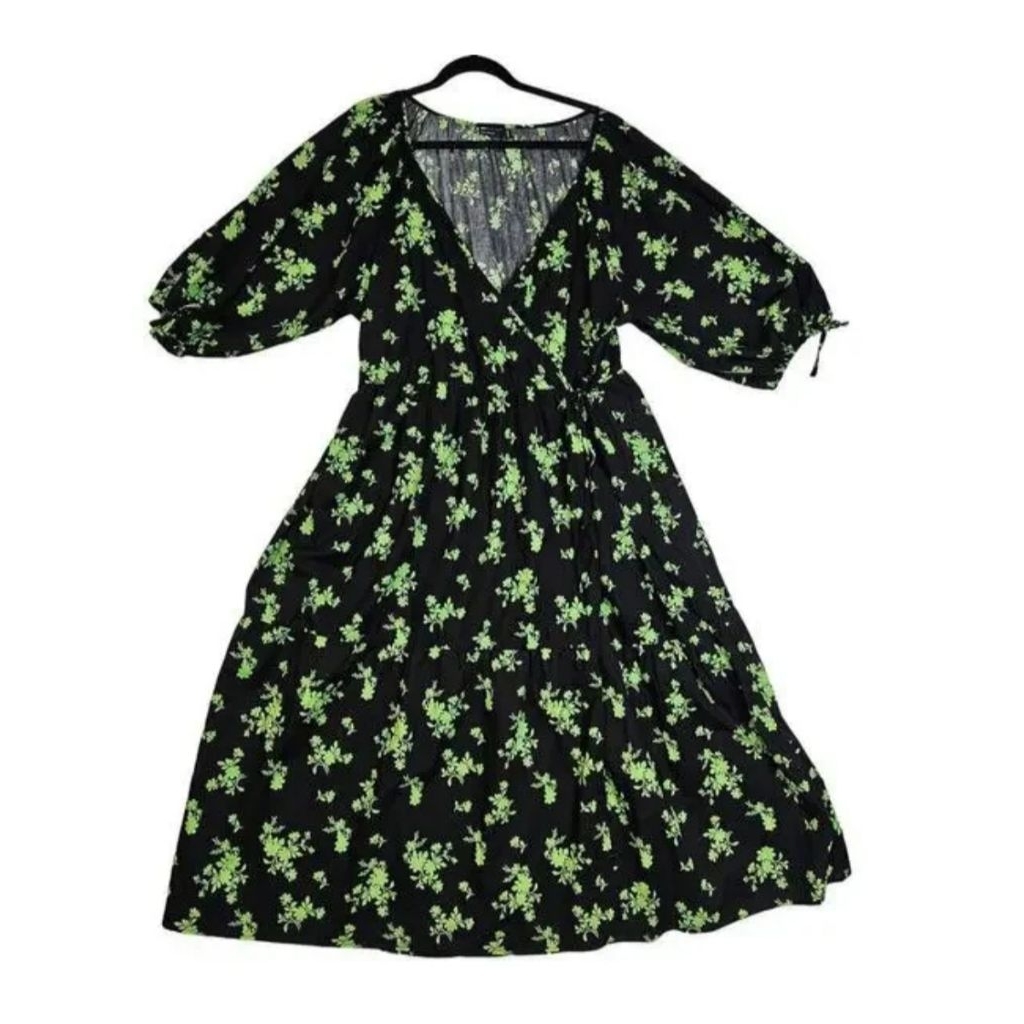 dress umpak kimono hitam hijau neon Asos*** LD 100+ lengan balon