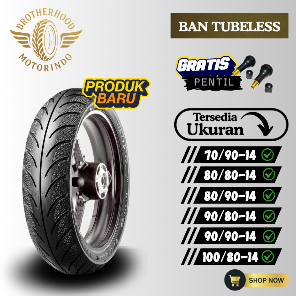 BAN MAXXIS DIAMOND MA3DN TUBELESS (70/90-14 / 80/80-14 / 80/90-14 / 90/90-14 / 90/80-14 / 100/80 14 