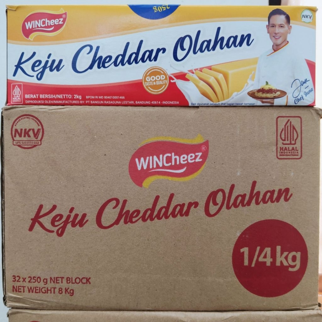 Keju Wincheez Reguler 250 gram (1 Slop isi 8 pcs) / Keju Cheddar Olahan / Keju Parut Expired Lama