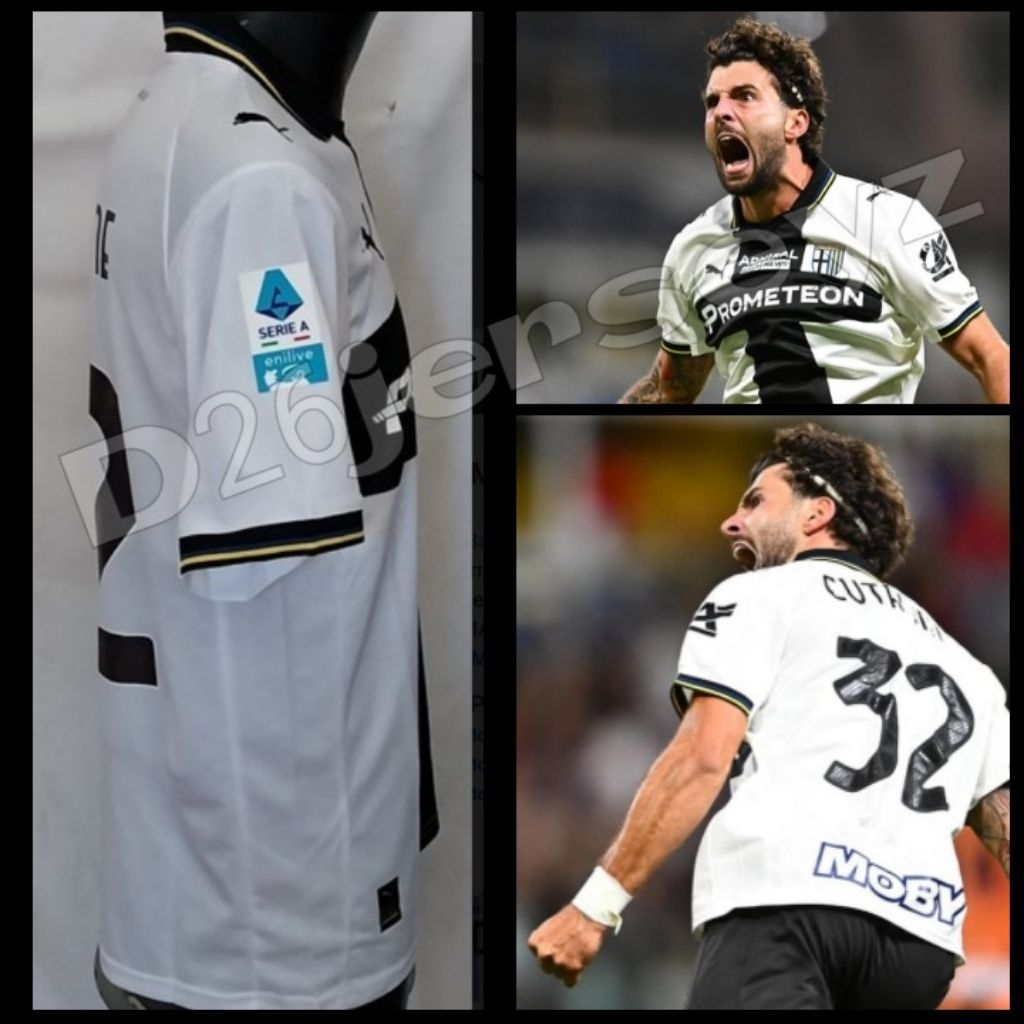Jersey Parma Home Full Sponsor 2025 / 2026 + Cetak Nama Nameset CUTRONE 32 / BERNABE 10 / Custom suk