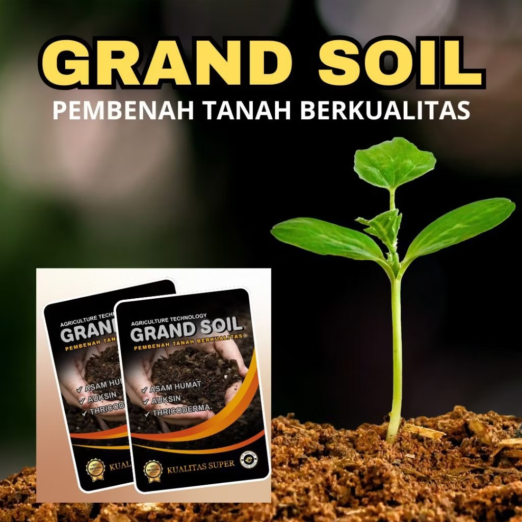 Terbaik GRAND SOIL ASAM HUMAT Pembenah Tanah Berkualitas 50gr / Asam Humat Topsoil