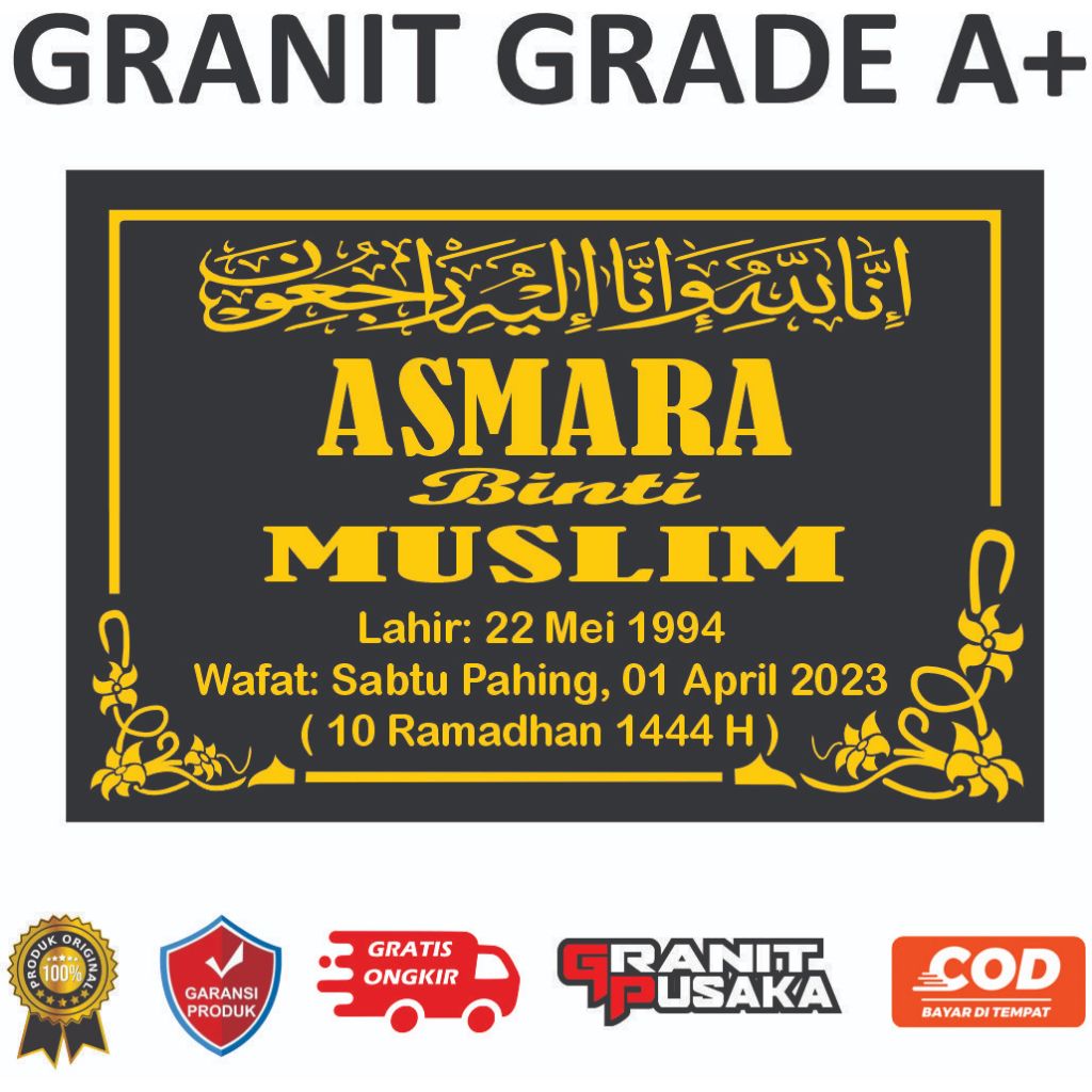 ( PROMO MURAH ) batu nisan granit, batu nisan bayi, batu nisan kuburan, maesan, nama makam