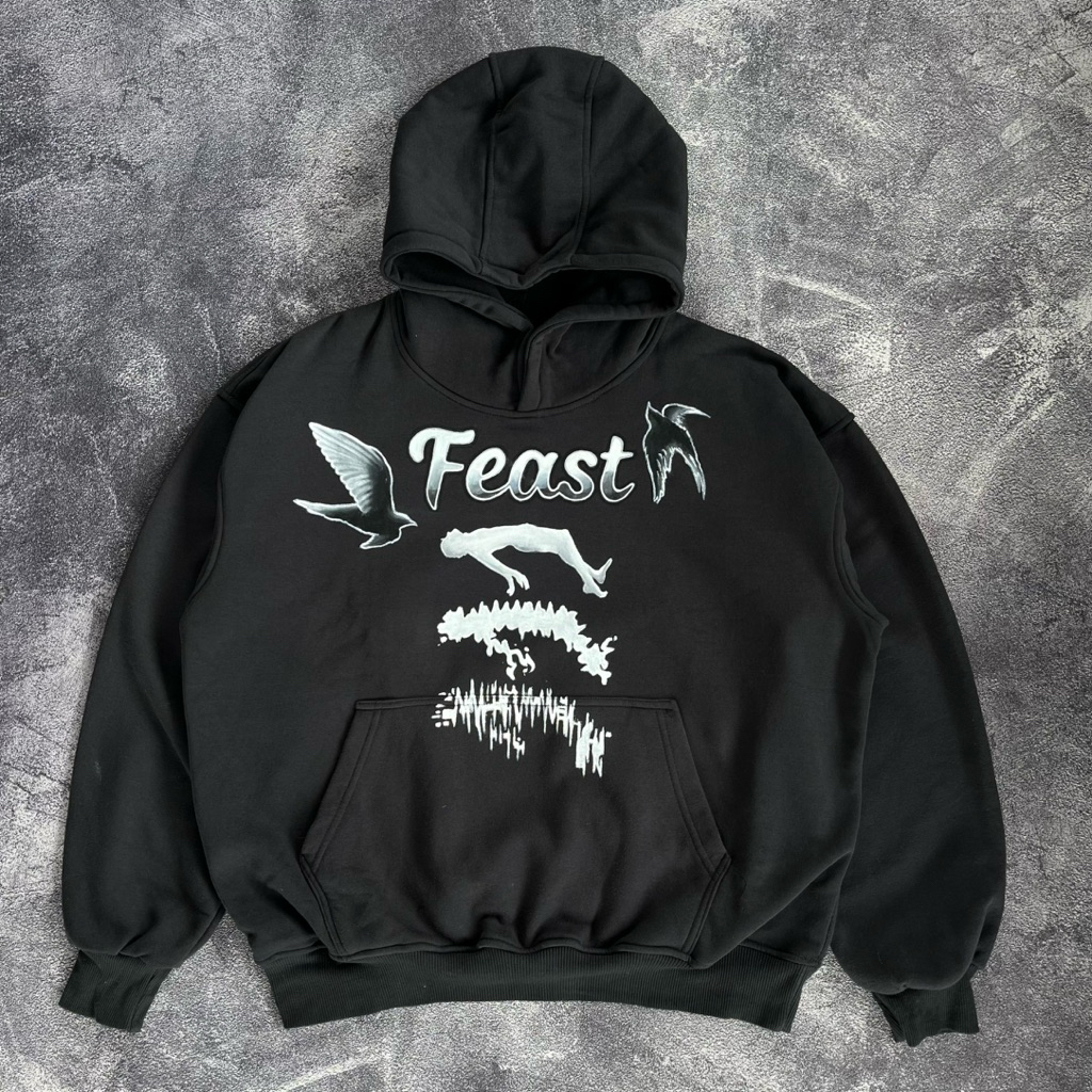 REWORKED HOODIE "FEAST X HINDIA" OVERSIZE-BOXY BLACK