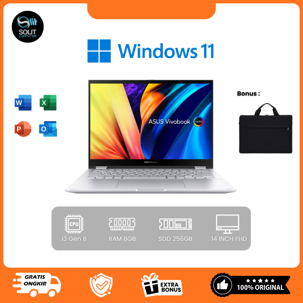 Laptop Asus Vivobook Flip TP412UA (TS) | i3-8130U | 8GB RAM | SSD 256GB | Touchscreen 14” FHD | Seco