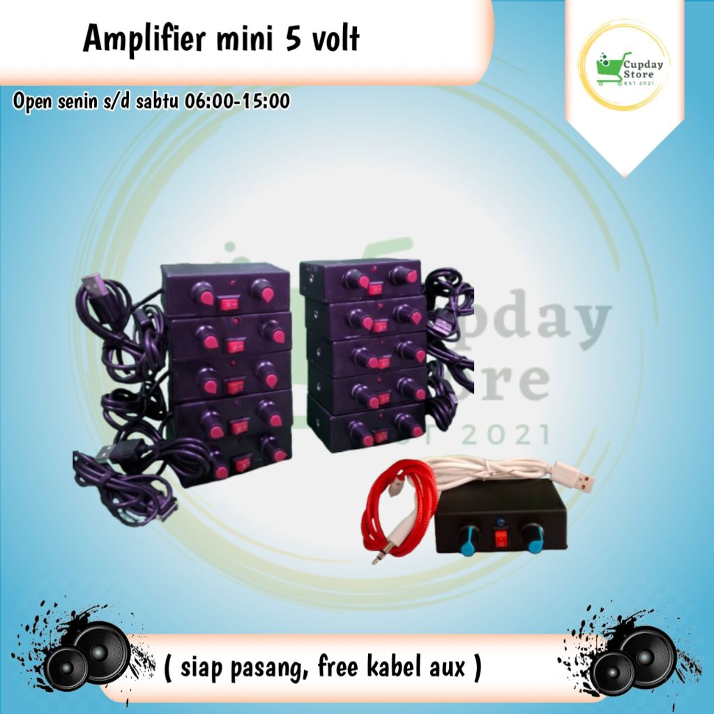 Amplifier power 5volt mini ampli,sudah fullset tinggal pasang/mini sound system