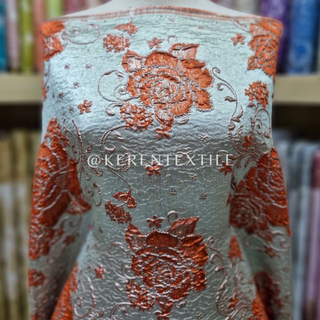 JACQUARD FLORAL EMBOSSED (Kain Jacquard Emboss motif Bunga Metalic)