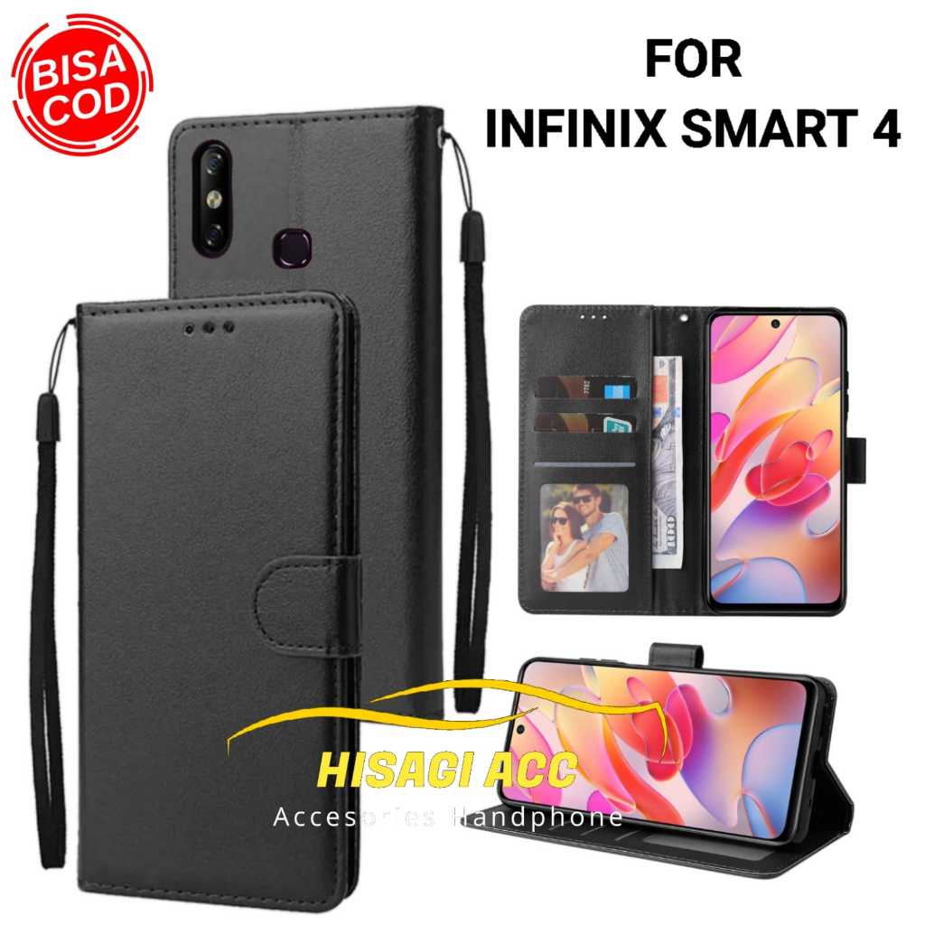 Casing Hp Cover hp Untuk INFINIX SMART 4 Leather Flip Case Dompet
