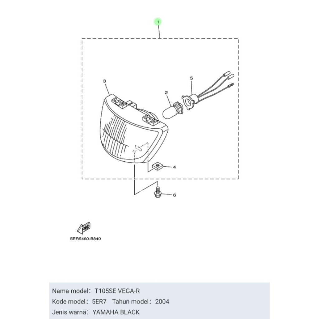 REFLEKTOR LAMPU DEPAN VEGA R LAMA ASLI ORI YAMAHA 5ER H4310 10