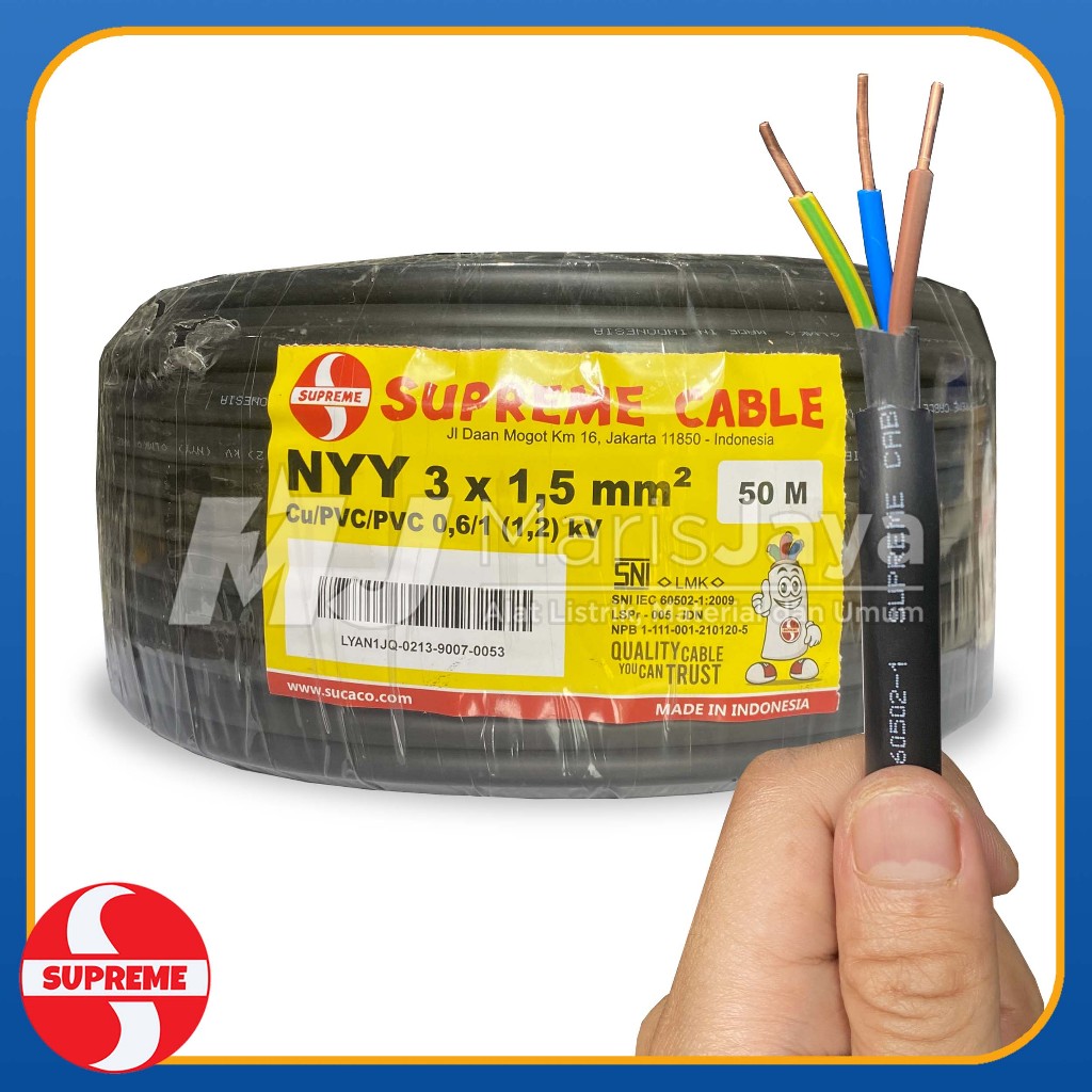 (PER METER) Kabel Listrik Tanam SUPREME NYY 3x1,5mm² 3x1.5mm²