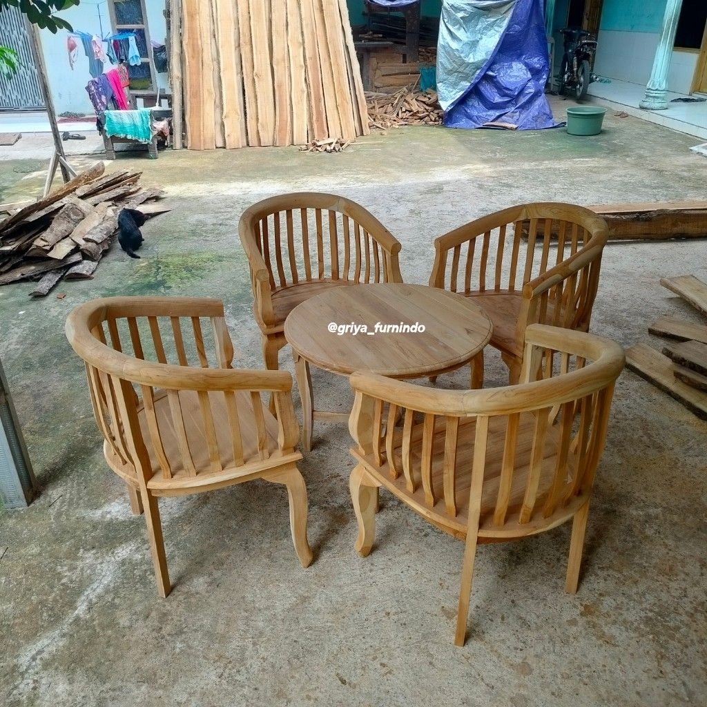 Kursi Teras Jati Betawi 4 Kursi Mentahan Kualitas Kayu Bagus