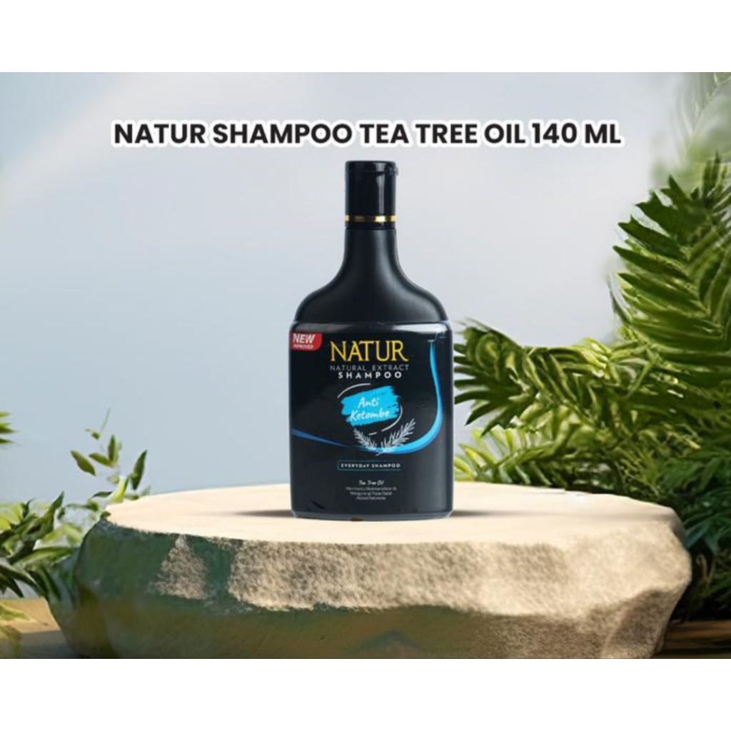 Nature Shampoo Extract Ginseng Tea Tree Oil Shampoo Haircare Untuk Rambut Rontok Anti Ketombe 140 ml