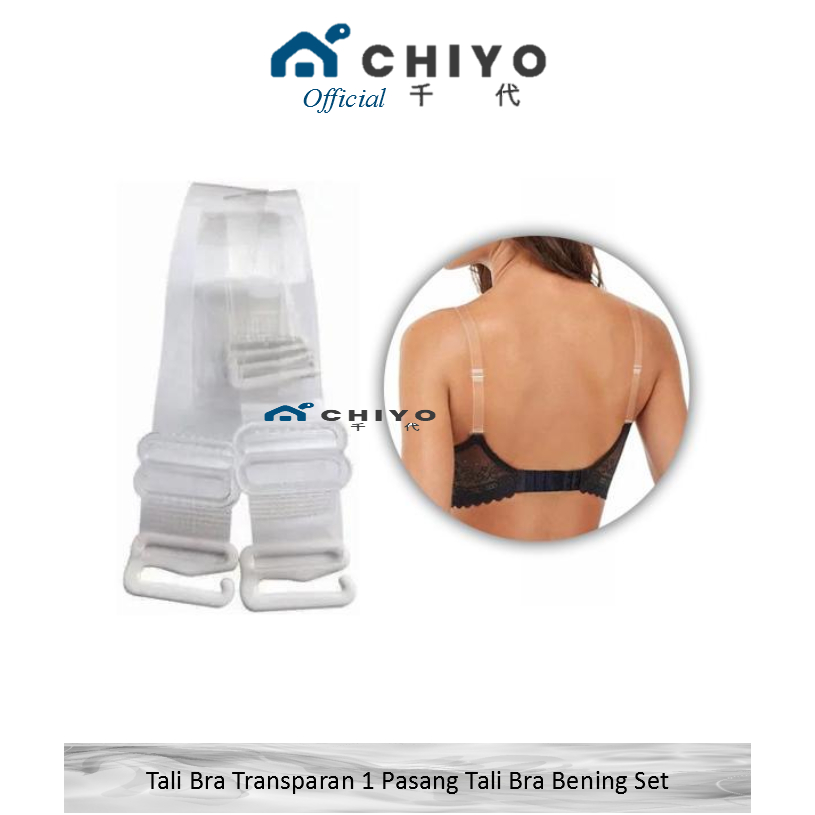 Tali Bra Transparan 1 Pasang Tali Bra Bening Set / Tali BH Transparan Bening / Bra Strap Pengait Bra